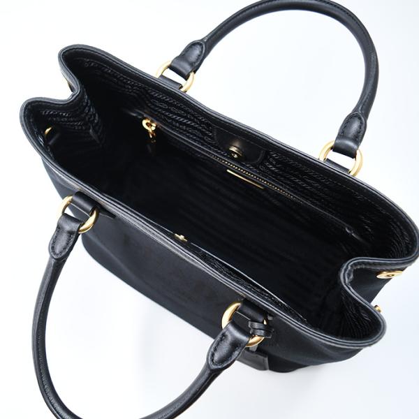 PRADA プラダ ロゴ ジャカード キャンバス ＆ レザー ハンドバッグ