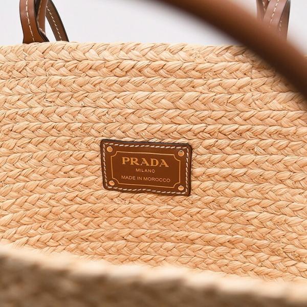 PRADA プラダ ラージ ラフィアxレザー トートバッグ