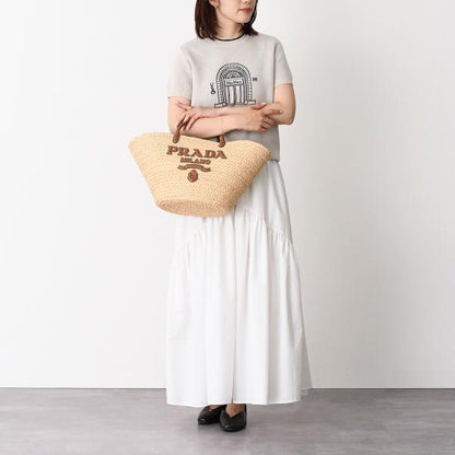 PRADA プラダ ラージ ラフィアxレザー トートバッグ