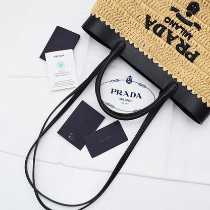 PRADA プラダ スモール クロシェxレザー トートバッグ