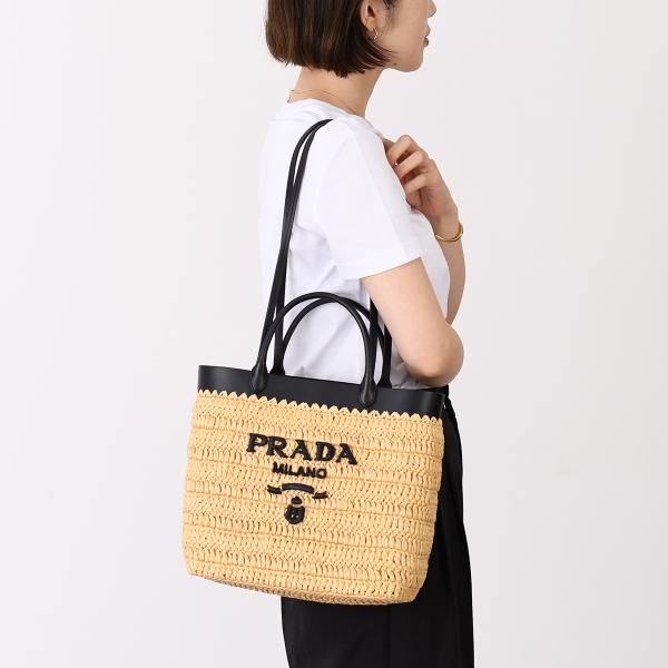 PRADA プラダ スモール クロシェxレザー トートバッグ