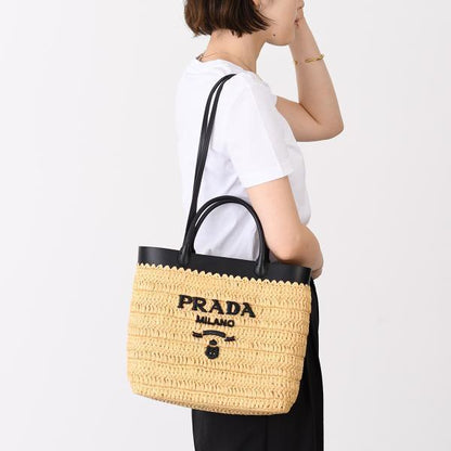 PRADA プラダ スモール クロシェxレザー トートバッグ