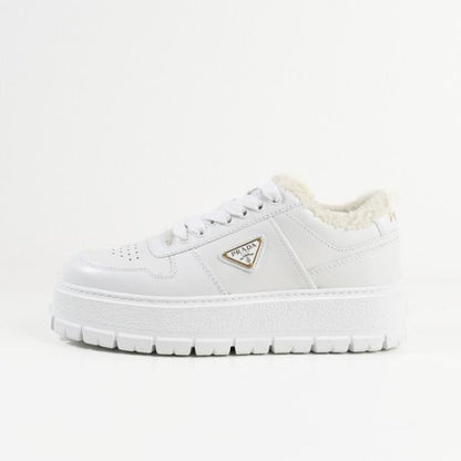 PRADA レザーxシアリング スニーカー