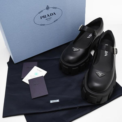 PRADA プラダ ブラッシュド レザー モノリス メリージェーン