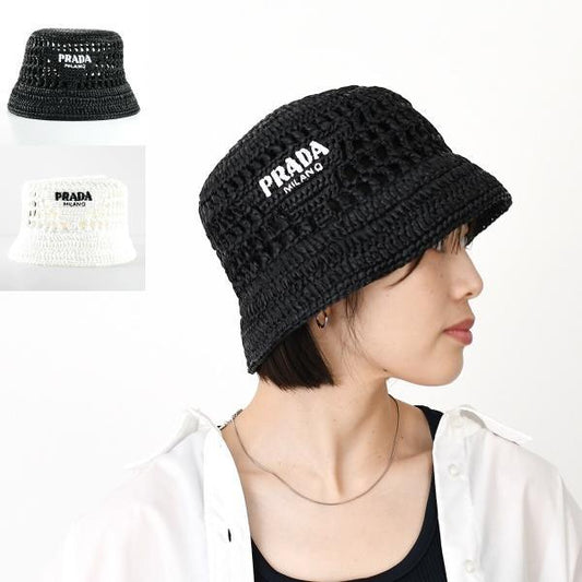 PRADA 우븐 패브릭 버킷 모자 