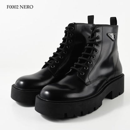 PRADA ブラッシュドレザー コンバットブーツ