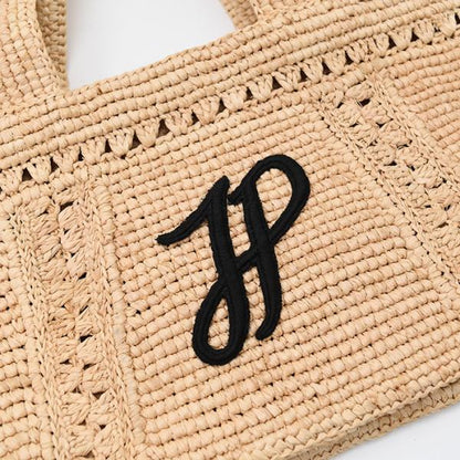 PATOU パトゥ ラフィア パトゥ ロゴ トラペーズ トート スモール