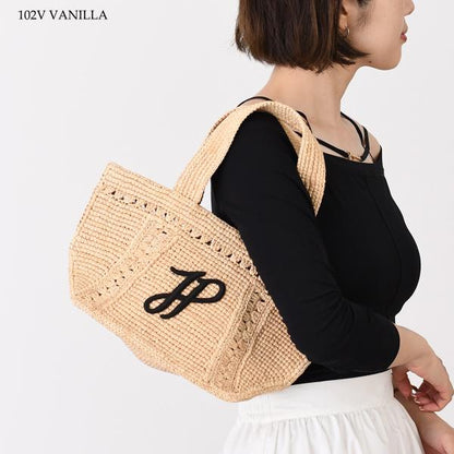 PATOU パトゥ ラフィア パトゥ ロゴ トラペーズ トート スモール