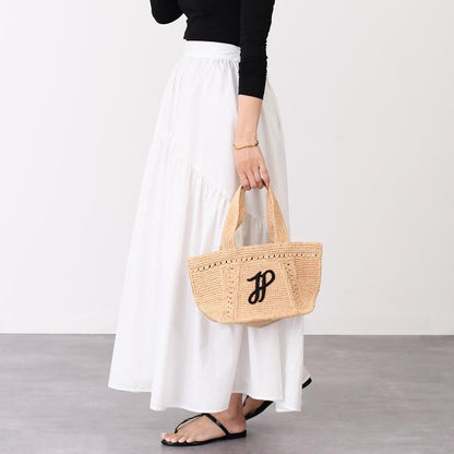 PATOU パトゥ ラフィア パトゥ ロゴ トラペーズ トート スモール