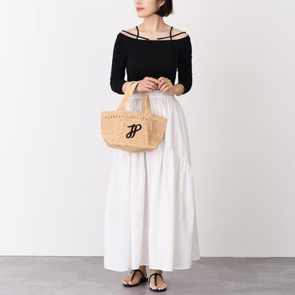 PATOU パトゥ ラフィア パトゥ ロゴ トラペーズ トート スモール