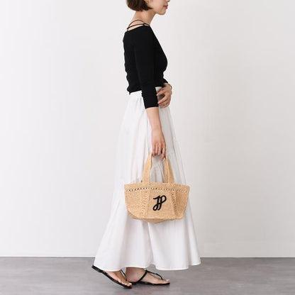 PATOU パトゥ ラフィア パトゥ ロゴ トラペーズ トート スモール