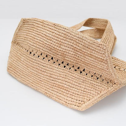 PATOU パトゥ ラフィア パトゥ ロゴ トラペーズ トート スモール