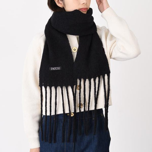 PATOU パトゥ アルパカ ウールブレンド ロングフリンジ スカーフ