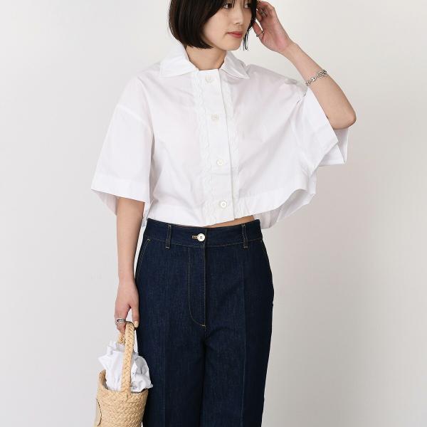 PATOU Sustainable cotton wave cropped shirt 
