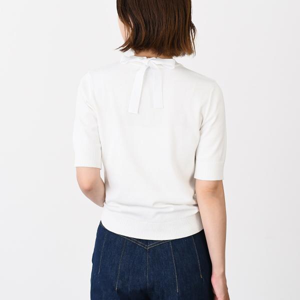 PATOU パトゥ オーガニックコットン＆ポリエステル ボウ カラー セーター