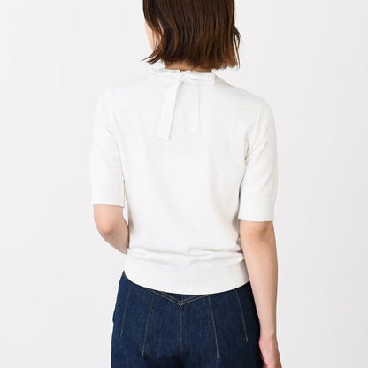 PATOU パトゥ オーガニックコットン＆ポリエステル ボウ カラー セーター