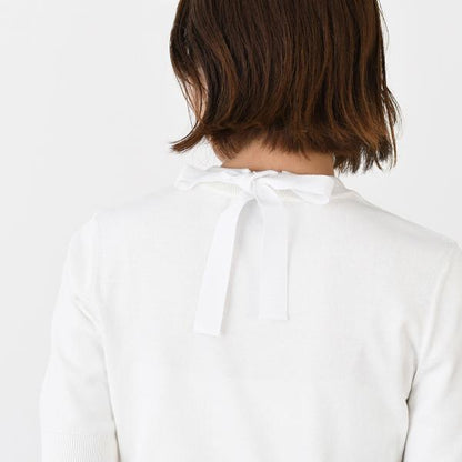 PATOU パトゥ オーガニックコットン＆ポリエステル ボウ カラー セーター