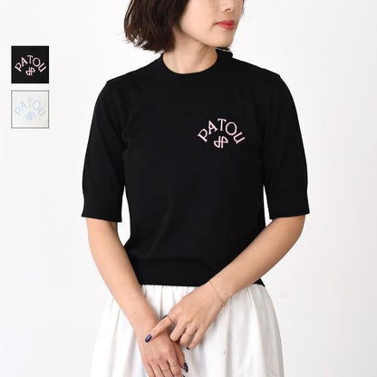 PATOU パトゥ オーガニックコットン＆ポリエステル ボウ カラー セーター