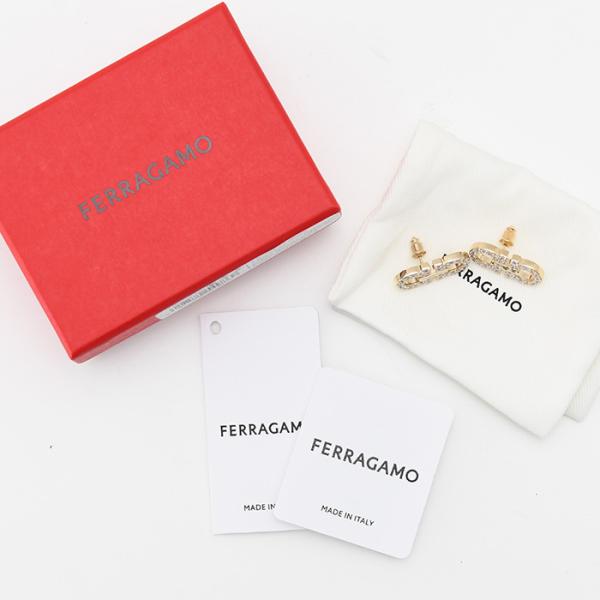 FERRAGAMO フェラガモ ダブル・ガンチーニ クリスタル ピアス