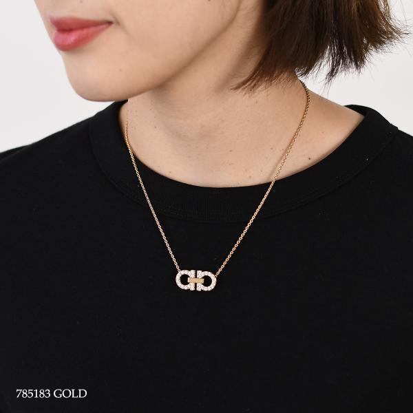 FERRAGAMO フェラガモ ダブル・ガンチーニ クリスタル ネックレス