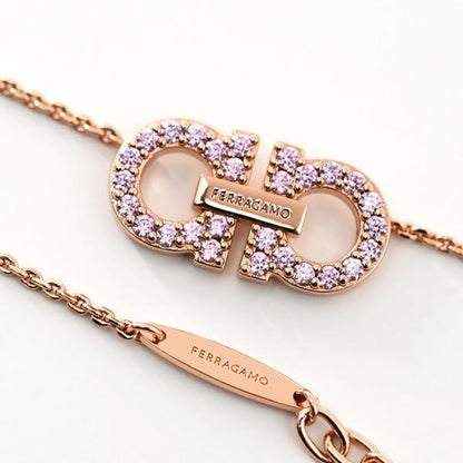 FERRAGAMO フェラガモ ダブル・ガンチーニ クリスタル ネックレス