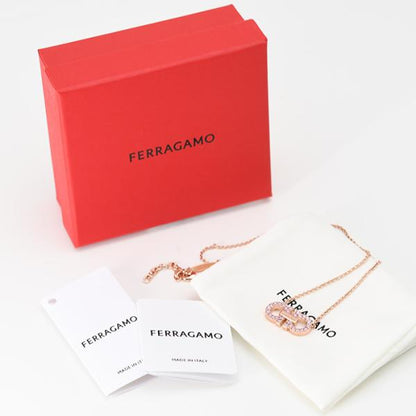 FERRAGAMO フェラガモ ダブル・ガンチーニ クリスタル ネックレス