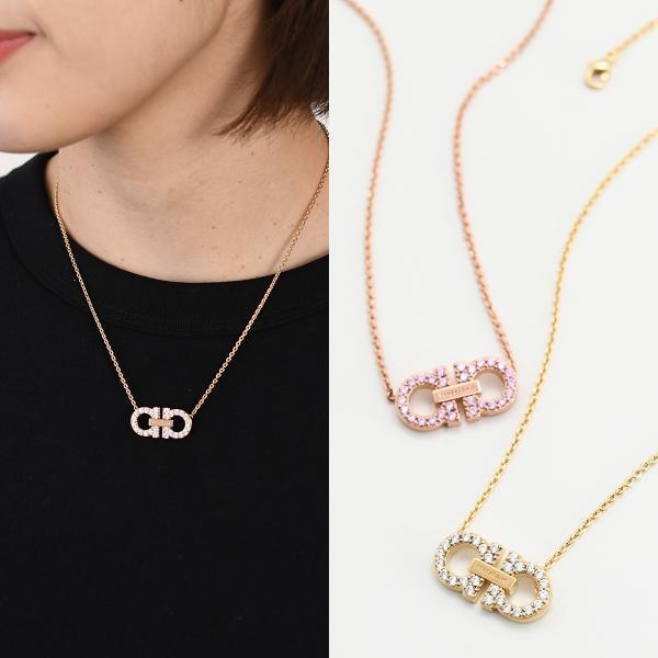 FERRAGAMO フェラガモ ダブル・ガンチーニ クリスタル ネックレス