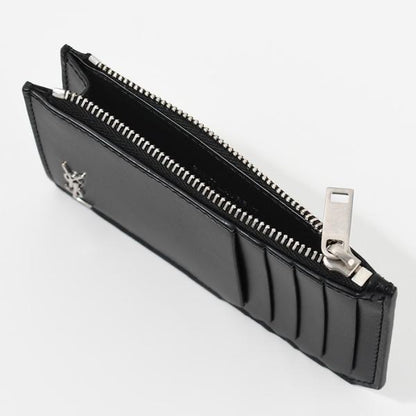 SAINT LAURENT Tiny Cassandra Fragment Zip Card Case in Matte Leather 