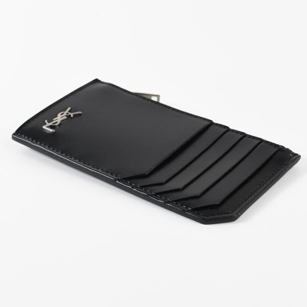 SAINT LAURENT Tiny Cassandra Fragment Zip Card Case in Matte Leather 