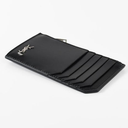 SAINT LAURENT Tiny Cassandra Fragment Zip Card Case in Matte Leather 