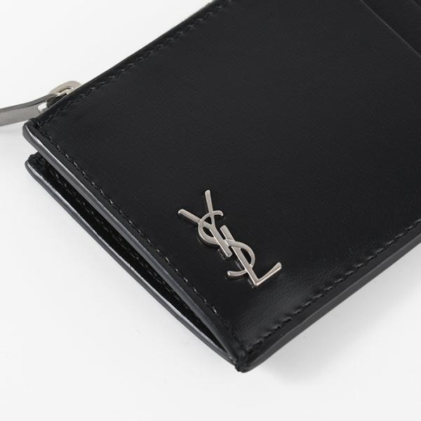 SAINT LAURENT Tiny Cassandra Fragment Zip Card Case in Matte Leather 