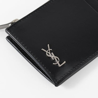 SAINT LAURENT Tiny Cassandra Fragment Zip Card Case in Matte Leather 