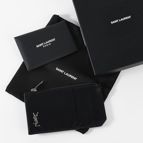 SAINT LAURENT Tiny Cassandra Fragment Zip Card Case in Matte Leather 