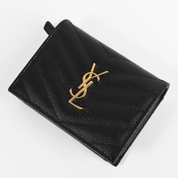 SAINT LAURENT モノグラム ウォレット グレインドプードルエンボスレザー