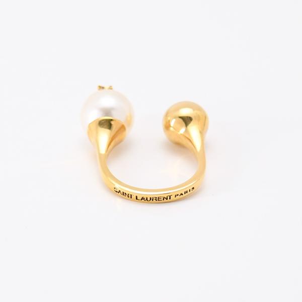 SAINT LAURENT YSL パール＆ボール リング（メタル）