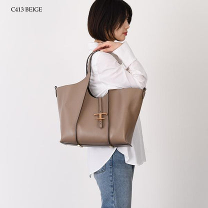 TOD'S T 타임리스 가죽 쇼핑 BAG 미디엄 