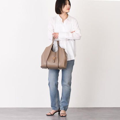 TOD'S T 타임리스 가죽 쇼핑 BAG 미디엄 