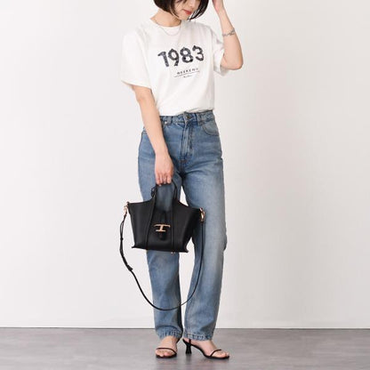 TOD'S T 타임리스 가죽 쇼핑백 미니 