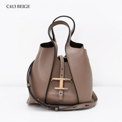 TOD'S T 타임리스 가죽 쇼핑백 미니 