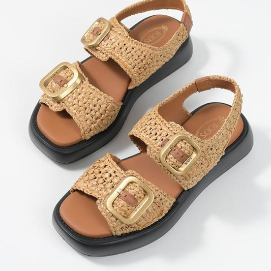 TOD'S 라피아 샌들 
