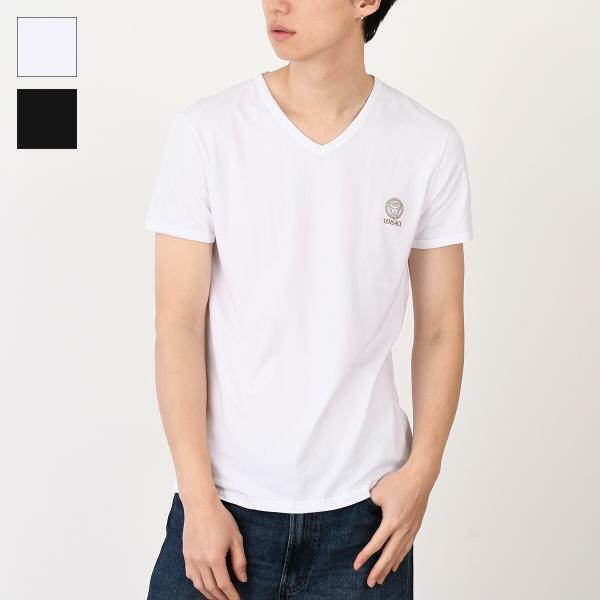 VERSACE VネックコットンTシャツ