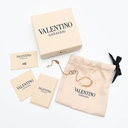 VALENTINO V 로고 크리스탈 팔찌 