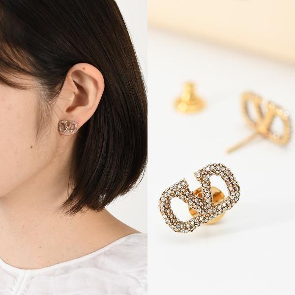 VALENTINO V 로고 스와 로브 스키 R 크리스탈 피어싱 