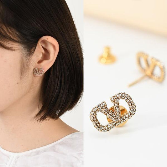 VALENTINO V 로고 스와 로브 스키 R 크리스탈 피어싱 