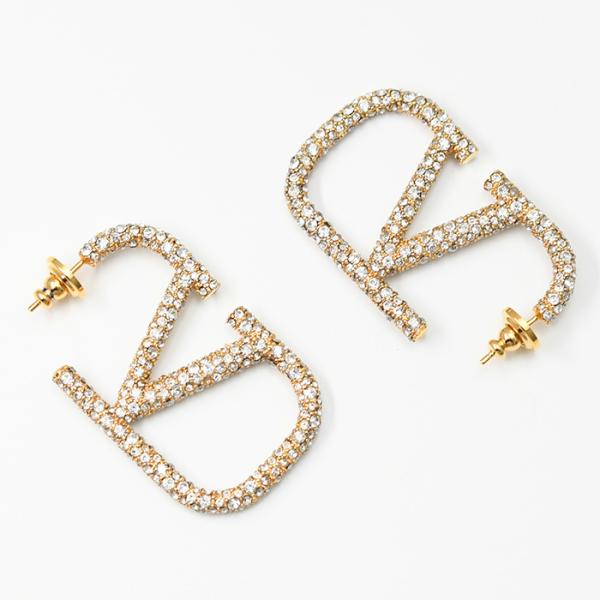 VALENTINO Vロゴ シグネチャー メタル×スワロフスキー クリスタル ピアス