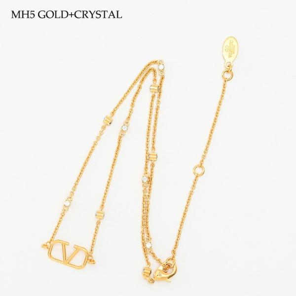 VALENTINO 미니 V 로고 시그니처 메탈 x 스와 로브 스키 크리스탈 목걸이 