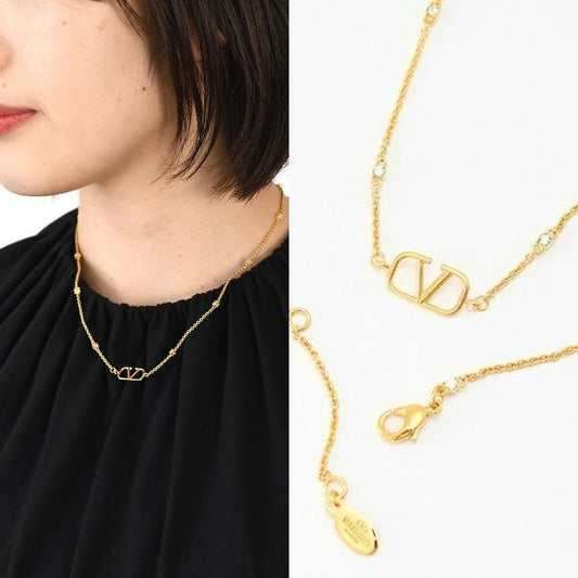 VALENTINO ミニ Vロゴ シグネチャー メタル x スワロフスキー クリスタル ネックレス