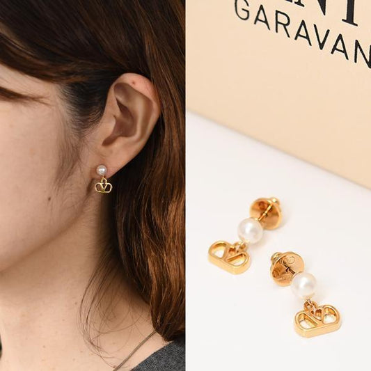 VALENTINO Vロゴ シグネチャーメタルxパール ピアス