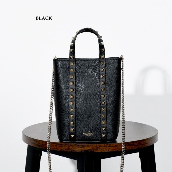 【ドリーム池田店】VALENTINO　ロックスタッズ･ハンドバッグ　12.　ブラック×レザー　IKZ-393 VALENTINO（ヴァレンティノ） （未使用 展示品）ヴァレンティノ ロック