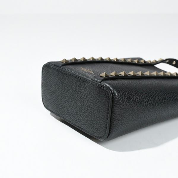 Valentino ブラック レザーバッグ スタッズ付き ラスト1点】VALENTINO ヴァレンティノ ハンドバッグ ショルダーバッグ